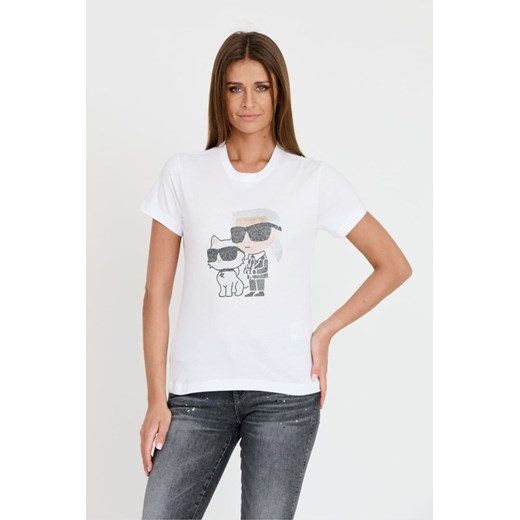 KARL LAGERFELD Biały t-shirt Ikonik 2.0, Rozmiar M ze sklepu outfit.pl w kategorii Bluzki damskie - zdjęcie 173284433