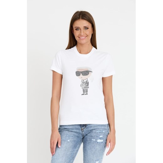 KARL LAGERFELD Biały t-shirt Ikonik 2.0, Rozmiar S ze sklepu outfit.pl w kategorii Bluzki damskie - zdjęcie 173284480
