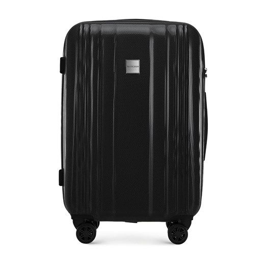 Średnia walizka z polikarbonu tłoczona plaster miodu czarna ze sklepu WITTCHEN w kategorii Walizki - zdjęcie 173284561