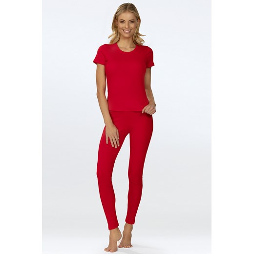 Komplet legginsy + bluzka Dkaren Halima-Kpl czerwony ze sklepu kontri.pl w kategorii Komplety i garnitury damskie - zdjęcie 173287634