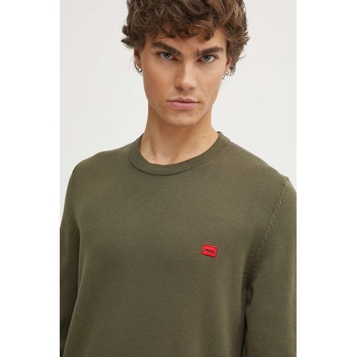 HUGO sweter bawełniany kolor brązowy lekki ze sklepu ANSWEAR.com w kategorii Swetry męskie - zdjęcie 173288104