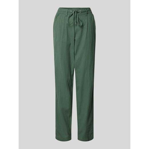 Spodnie lniane o kroju tapered fit z tunelem ze sklepu Peek&Cloppenburg  w kategorii Spodnie damskie - zdjęcie 173288872
