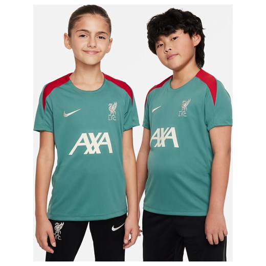 Dzianinowa koszulka piłkarska z krótkim rękawem dla dużych dzieci Nike Dri-FIT Liverpool F.C. Strike - Zieleń ze sklepu Nike poland w kategorii T-shirty chłopięce - zdjęcie 173289364