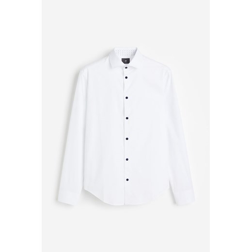 H & M - Koszula z bawełny premium Slim Fit - Biały ze sklepu H&M w kategorii Koszule męskie - zdjęcie 173289541