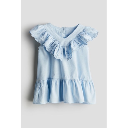 H & M - Bawełniana sukienka z falbankami - Niebieski ze sklepu H&M w kategorii Sukienki dziewczęce - zdjęcie 173289563