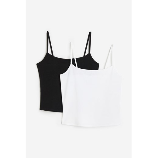 H & M - Top na ramiączkach 2-pak - Czarny ze sklepu H&M w kategorii Bluzki damskie - zdjęcie 173289602