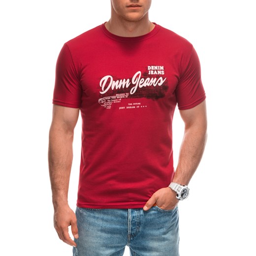 T-shirt męski z nadrukiem 1965S - czerwony ze sklepu Edoti w kategorii T-shirty męskie - zdjęcie 173291021