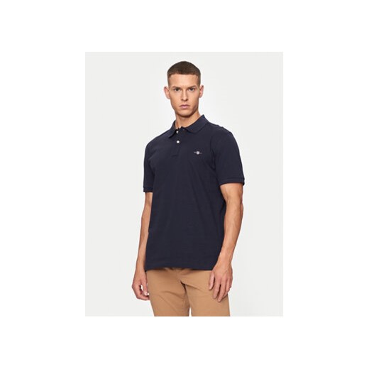 Gant Polo Shield 2220 Granatowy Slim Fit ze sklepu MODIVO w kategorii T-shirty męskie - zdjęcie 173292553