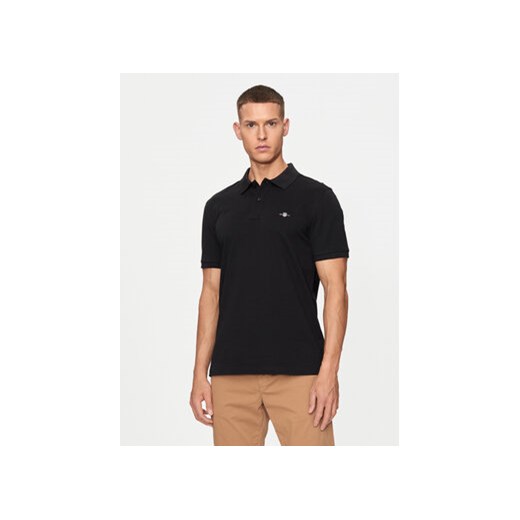 Gant Polo Shield 2220 Czarny Slim Fit ze sklepu MODIVO w kategorii T-shirty męskie - zdjęcie 173292712