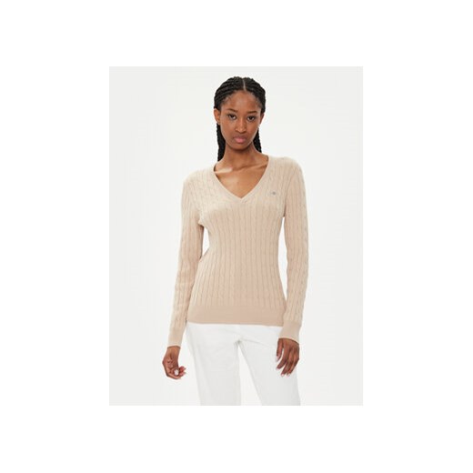 Gant Sweter 4800101 Beżowy Slim Fit ze sklepu MODIVO w kategorii Swetry damskie - zdjęcie 173292783