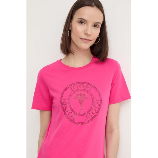 Joop! t-shirt bawełniany damski kolor różowy 30042942 ze sklepu ANSWEAR.com w kategorii Bluzki damskie - zdjęcie 173293211
