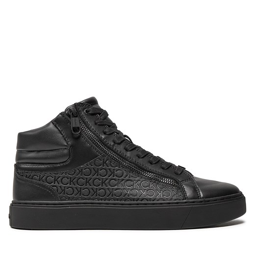 Sneakersy Calvin Klein High Top Lace Up W/ Zip Mono HM0HM01497 Czarny ze sklepu eobuwie.pl w kategorii Trampki męskie - zdjęcie 173293822