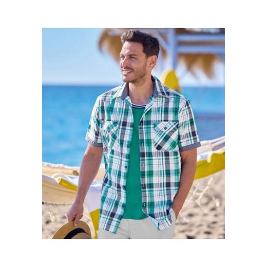 Koszula w kratę z gofrowanej bawełny ze sklepu Atlas For Men w kategorii Koszule męskie - zdjęcie 173294933