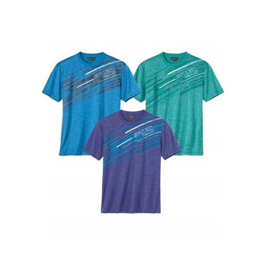 Zestaw 3 koszulek z melanżowego, poliestrowego dżerseju ze sklepu Atlas For Men w kategorii T-shirty męskie - zdjęcie 173294944