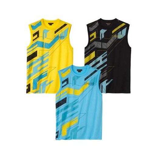 Zestaw 3 sportowych koszulek bez rękawów ze sklepu Atlas For Men w kategorii T-shirty męskie - zdjęcie 173294951