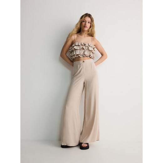 Reserved - Szerokie spodnie - kremowy Reserved XL Reserved