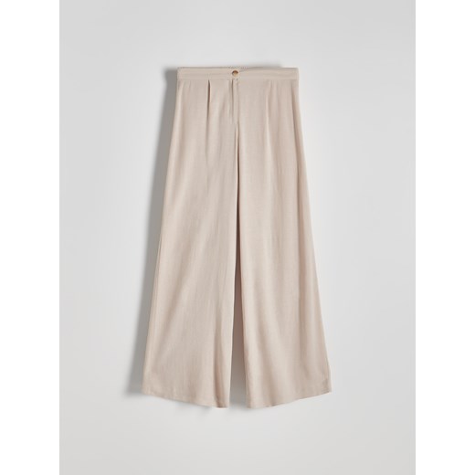 Reserved - Szerokie spodnie - kremowy Reserved S Reserved