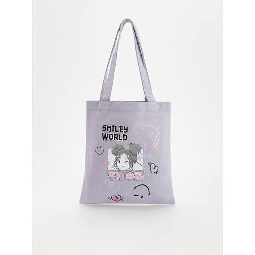 Reserved - Torebka shopper SmileyWorld® - lawendowy ze sklepu Reserved w kategorii Torby materiałowe - zdjęcie 173295391