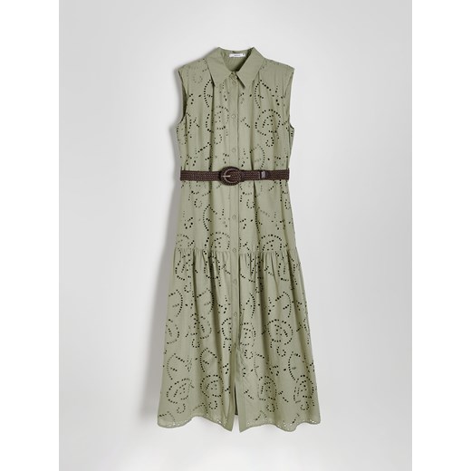 Reserved - Sukienka z paskiem - oliwkowy ze sklepu Reserved w kategorii Sukienki - zdjęcie 173295664