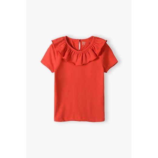 Czerwony t-shirt dziewczęcy z kołnierzykiem - Limited Edition 98 5.10.15