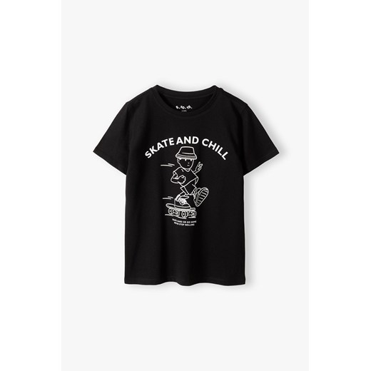 Czarny t-shirt bawełniany dla chłopca- Skate and Chill 5.10.15. 116 wyprzedaż 5.10.15