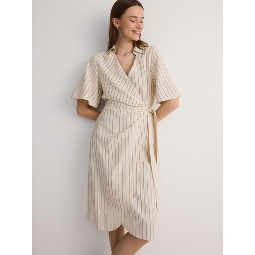 Reserved - Sukienka z wiskozą i lnem - wielobarwny ze sklepu Reserved w kategorii Sukienki - zdjęcie 173297630