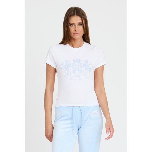 JUICY COUTURE Biały t-shirt Enzo Dog Crest, Wybierz rozmiar M ze sklepu outfit.pl w kategorii Bluzki damskie - zdjęcie 173297874