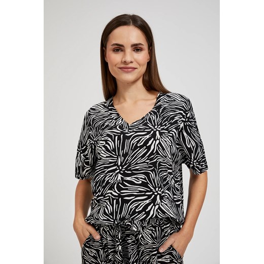 Wiskozowa koszula z wzorem czarna ze sklepu Moodo.pl w kategorii Koszule damskie - zdjęcie 173298011