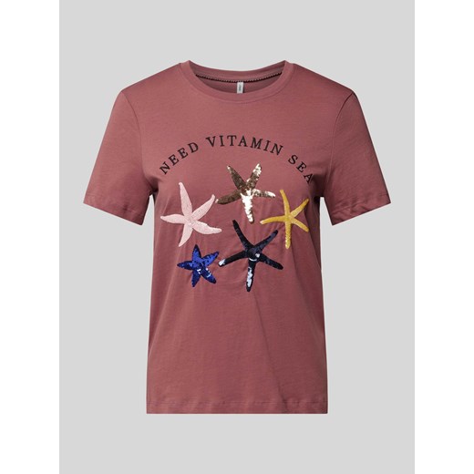 T-shirt z cekinowym obszyciem model ‘KITA’ ze sklepu Peek&Cloppenburg  w kategorii Bluzki damskie - zdjęcie 173298542