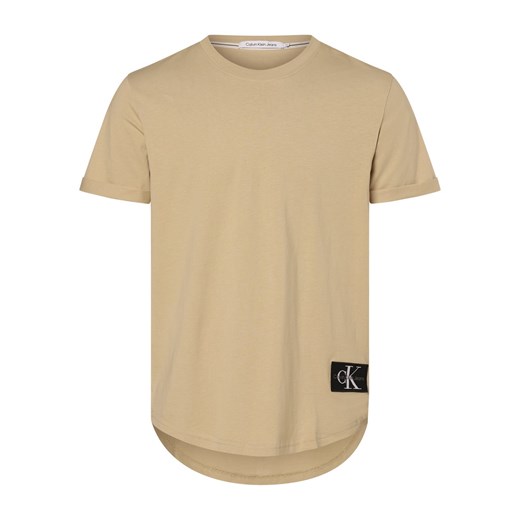 Calvin Klein Jeans T-shirt męski Mężczyźni Bawełna beżowy jednolity ze sklepu vangraaf w kategorii T-shirty męskie - zdjęcie 173299742