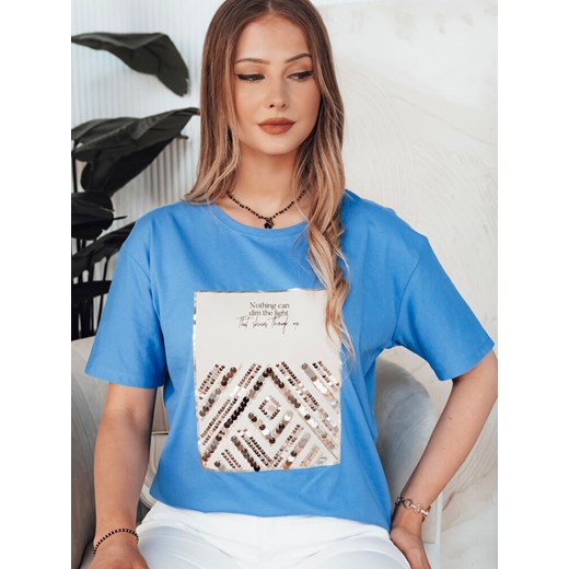 T-shirt damski CENTIA niebieski Dstreet RY2613 ze sklepu DSTREET.PL w kategorii Bluzki damskie - zdjęcie 173299940