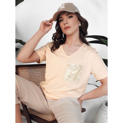T-shirt damski TASTI brzoskwiniowy Dstreet RY2599 ze sklepu DSTREET.PL w kategorii Bluzki damskie - zdjęcie 173299952