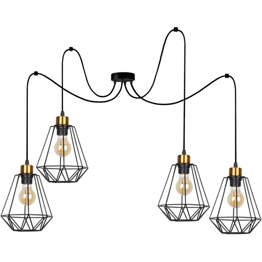 Metalowa czarna lampa druciana typu pająk D7-N63 ze sklepu Edinos.pl w kategorii Lampy wiszące - zdjęcie 173300413