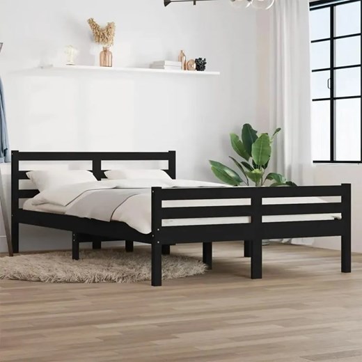 Drewniane czarne łóżko dwuosobowe 160x200 - Aviles 6X Elior One Size Edinos.pl