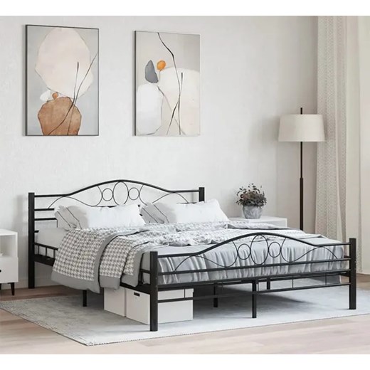 Czarne metalowe łóżko w stylu loftowym 160x200 cm - Frelox Elior One Size Edinos.pl