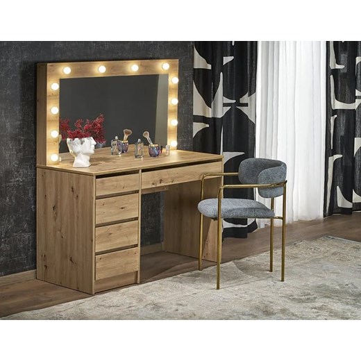 Toaletka z lustrem i LED dąb artisan - Loretta Elior One Size Edinos.pl