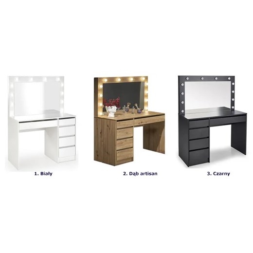 Toaletka z lustrem i LED dąb artisan - Loretta Elior One Size Edinos.pl