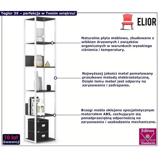 Otwarty regał biały + szary - Teglor 3X Elior One Size Edinos.pl