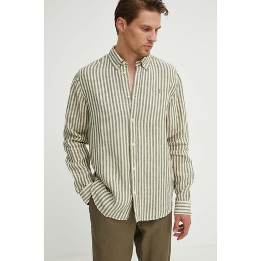 Les Deux koszula lniana kolor beżowy regular LDM410150 ze sklepu ANSWEAR.com w kategorii Koszule męskie - zdjęcie 173301923