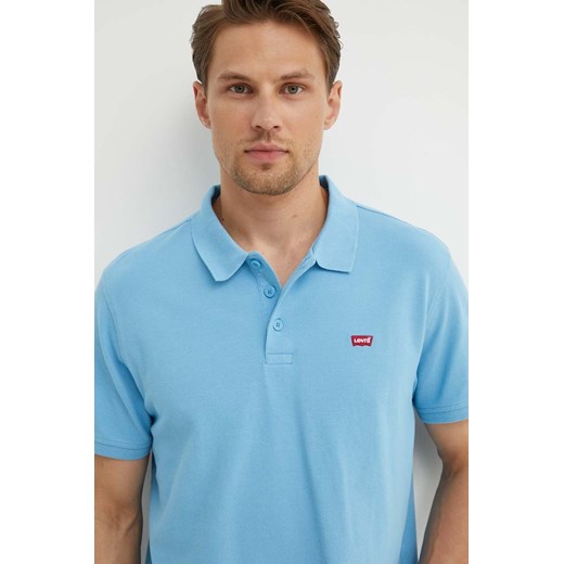Levi&apos;s polo bawełniane kolor niebieski gładki ze sklepu ANSWEAR.com w kategorii T-shirty męskie - zdjęcie 173301952