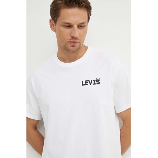 Levi&apos;s t-shirt bawełniany męski kolor biały z nadrukiem ze sklepu ANSWEAR.com w kategorii T-shirty męskie - zdjęcie 173301983