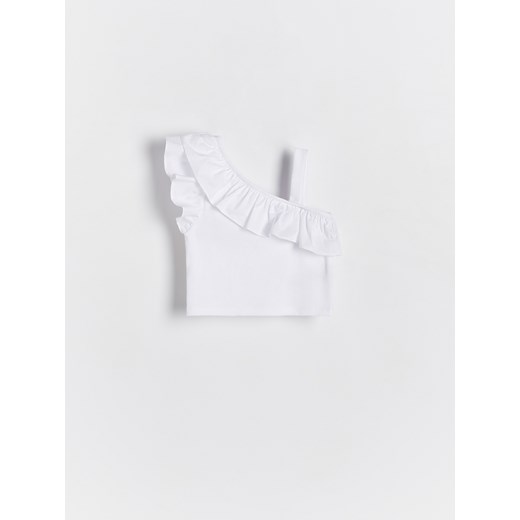Reserved - Top z falbanką - biały ze sklepu Reserved w kategorii Bluzki dziewczęce - zdjęcie 173303270