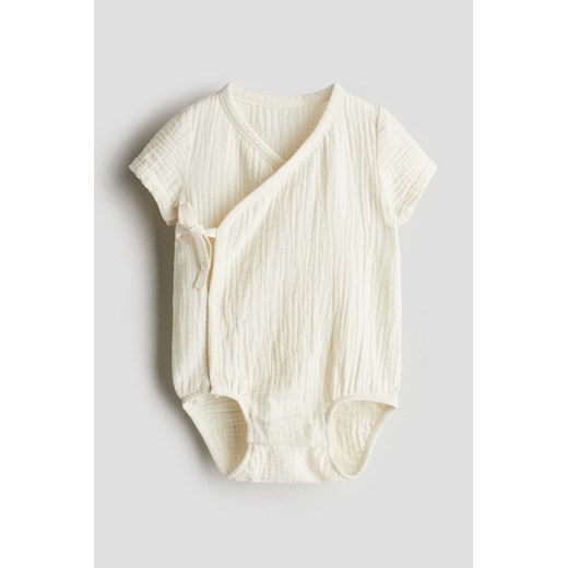 H & M - Kopertowe body z bawełnianego muślinu - Beżowy ze sklepu H&M w kategorii Odzież dla niemowląt - zdjęcie 173305554