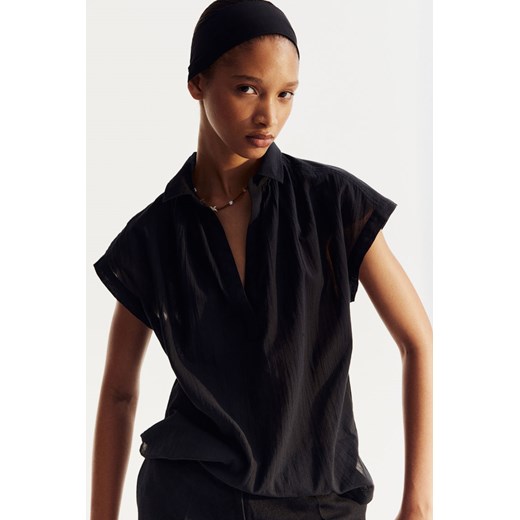 H & M - Bawełniana bluzka - Czarny ze sklepu H&M w kategorii Bluzki damskie - zdjęcie 173305570