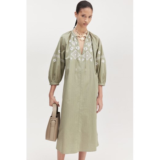 H & M - Haftowana sukienka - Zielony ze sklepu H&M w kategorii Sukienki - zdjęcie 173305571