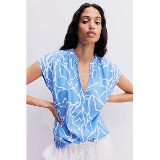 H & M - Bluzka z kapturkowym rękawem - Niebieski ze sklepu H&M w kategorii Bluzki damskie - zdjęcie 173305602