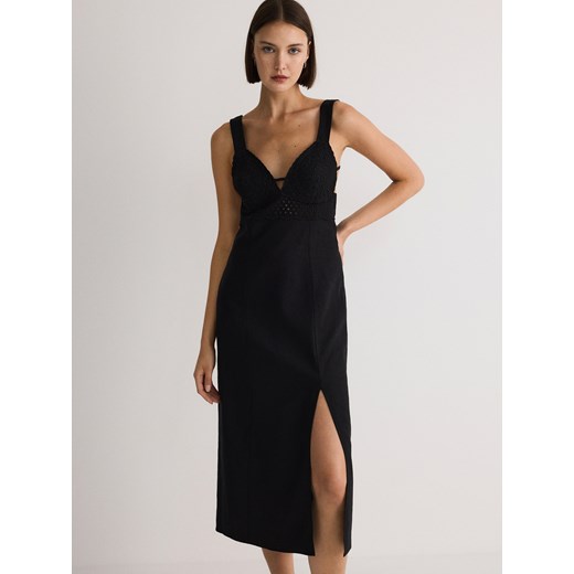 Reserved - Sukienka z lnem - czarny ze sklepu Reserved w kategorii Sukienki - zdjęcie 173307031