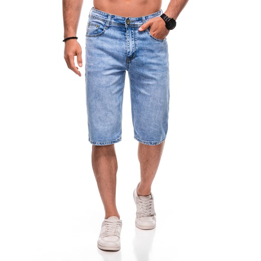 Krótkie spodenki męskie jeansowe 501W - jasnoniebieskie ze sklepu Edoti w kategorii Spodenki męskie - zdjęcie 173307821