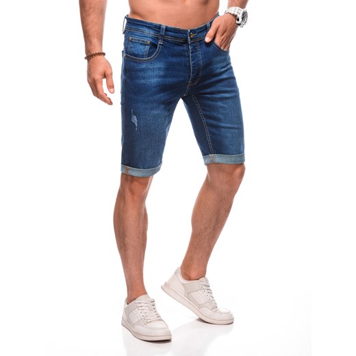 Krótkie spodenki męskie jeansowe 509W - niebieskie ze sklepu Edoti w kategorii Spodenki męskie - zdjęcie 173307853