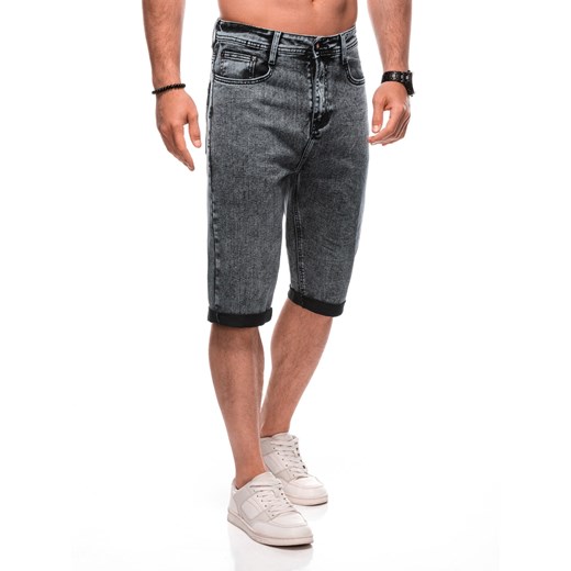 Krótkie spodenki męskie jeansowe 507W - czarne ze sklepu Edoti w kategorii Spodenki męskie - zdjęcie 173307864